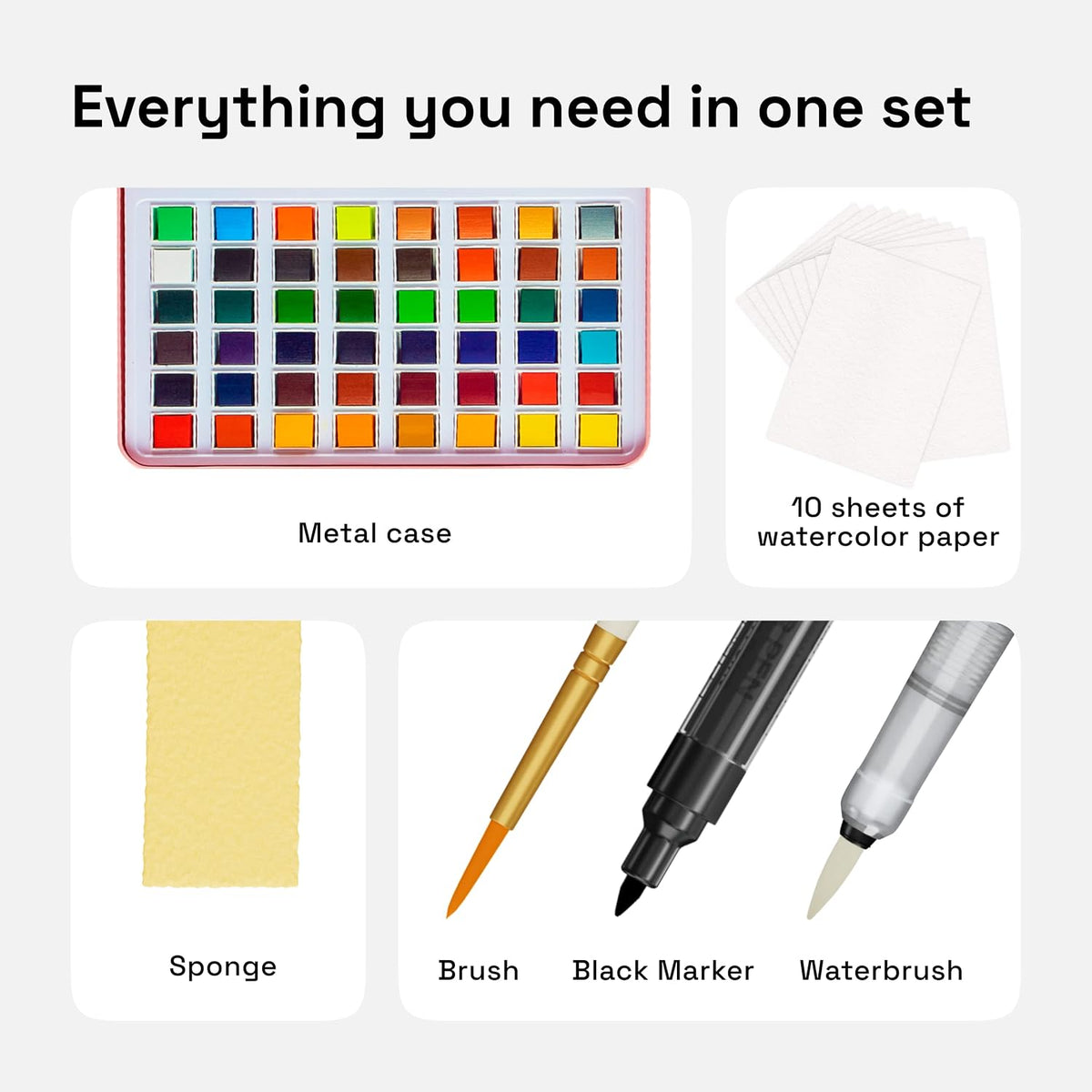ARTISTRO 100 Watercolor Paint Set with Palette & Brushes for Adults - 1 Count (Pack of 48) - image 3