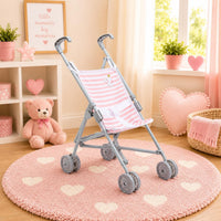 JC Toys Boutique | Folding Umbrella Doll Stroller for Children 2 Years Plus, Blue Stripes and Soft - image 2