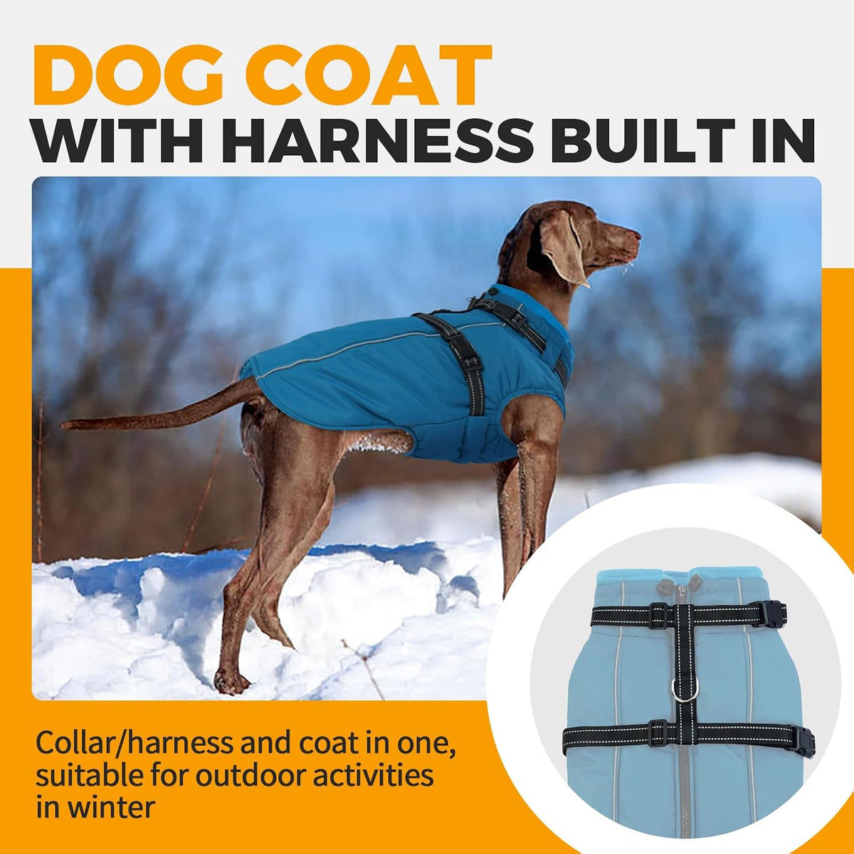Dog Coat for Large Dogs Waterproof Dog Jacket with Harness Built in – Essentials for Dogs - Large / Blue - image 2