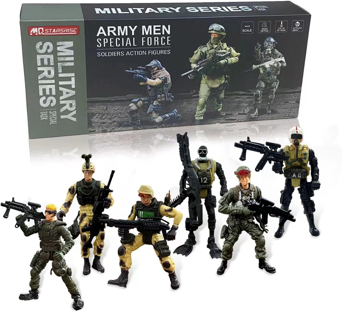 Army Men Action Figures, Soldiers Toys with Weapons for Boys 4-7 - Yellow