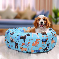 Round Dog Bed Cover Washable Elastic Edged 30×9.8 Inch – Essentials for Dogs - 30*30*9.8 Inch / Blue Dog - image 3