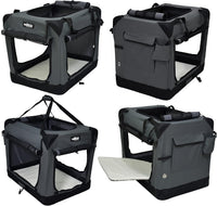 EliteField 4-Door Folding Soft Dog Crate with Curtains – Essentials for Dogs - Gray / 20.0"L x 14.0"W x 14.0"H - image 4