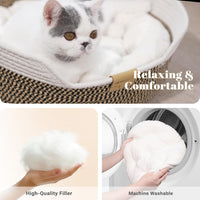 Handwoven Cat Basket Bed Cooling for Indoor Cat with Cushion – Essentials for Cats - Brown - image 3