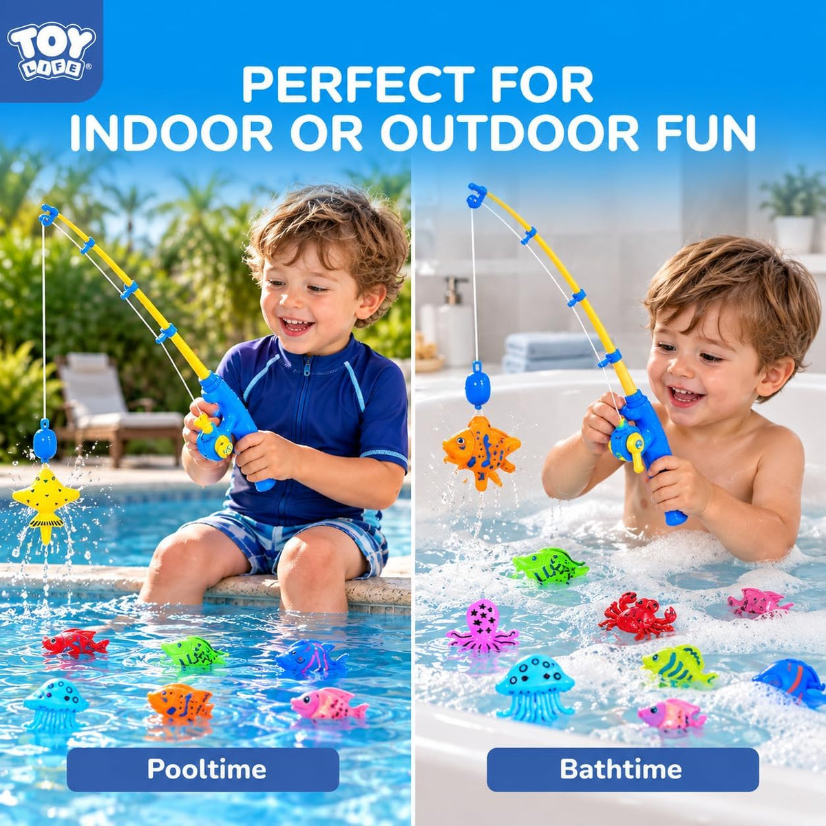 TOY Life Magnetic Fishing Game for Kids, Bathtub and Pool Toy - 2 Kids Fishing Pole - image 2