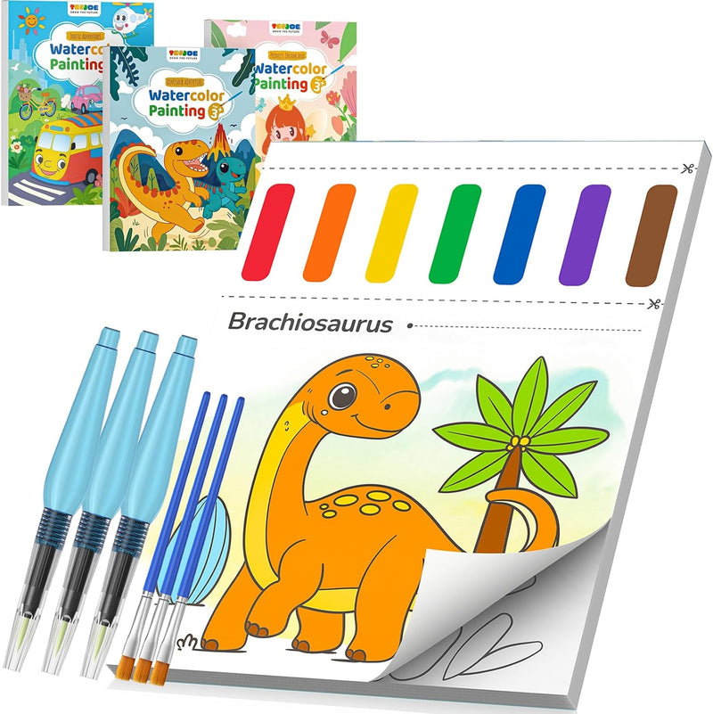 TECJOE 3 Pack Paint with Water Books - Traffic & Princess & Dinosaur