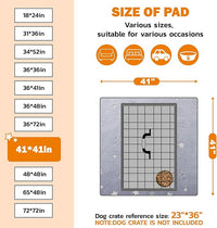 LOOBANI Washable Pee Pads for Dogs, Fast Absorption Reusable Puppy Pads, Waterproof Whelping Mats, Non Slip Training Pet Playpen Mat for Floor, Dog Crate, Grey 2 Pack 41 x 41 in