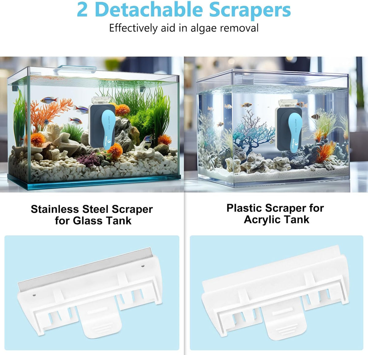 fishkeeper Aquarium Magnetic Glass Cleaner - M for Glass Thickness：1/4"-3/8" - image 3