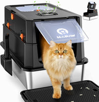 Stainless Steel Litter Box with Lid - Black