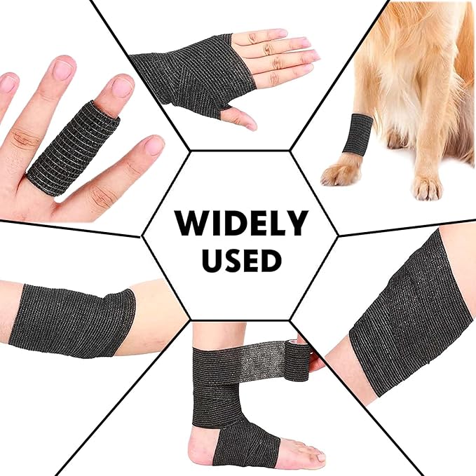 Self Adhesive Tape Wrap 8 Rolls,Non-Woven Self Adherent Vet Wrap Tape,(2 in+1 in) x 5 Yard | Cohesive Bandage Tape for Wrist & Ankle,Elastic Grip Cover (6Color-Mixed)