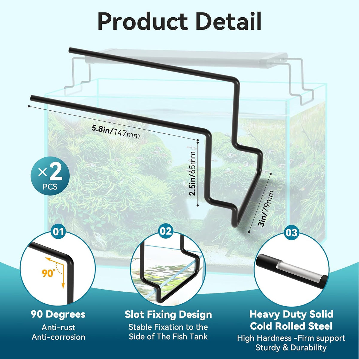 WooFog 2 Pcs Aquarium Light Riser for Rimmed/Rimless Tanks – Essentials for Fish - image 2