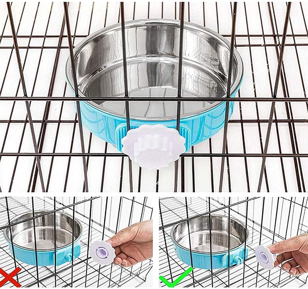 Stainless Steel Removable Pet Food Bowl - (Round) Pink/Blue / 2 - image 4