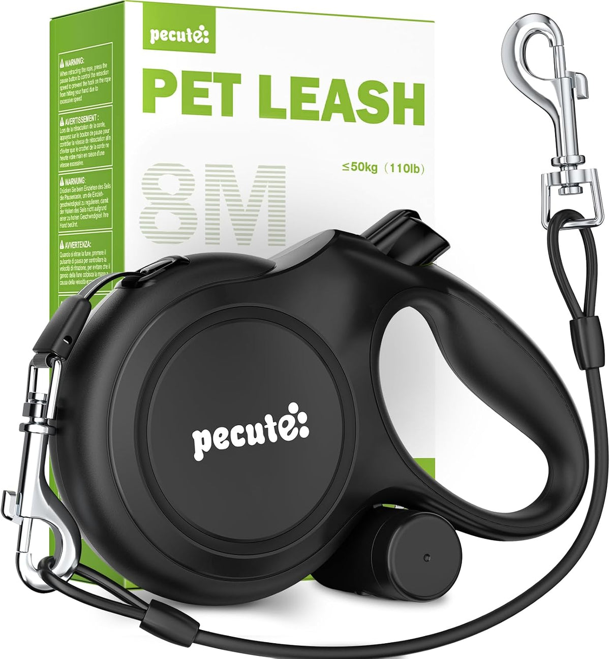 Pecute Heavy Duty Retractable Dog Leash 26ft for Large Dogs – Essentials for Dogs - Black / 26ft| up to 110 lbs| chew proof extender