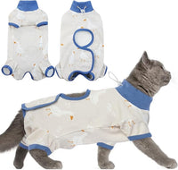 DENTRUN Cat Surgery Recovery Suit Female Male Soft Onesie, Kitten Surgical Collar Cone Alternative Shirt, Abdominal Wounds Anti-Licking Pajama for Small Pets Spay, Cat Body Suit Post Surgery