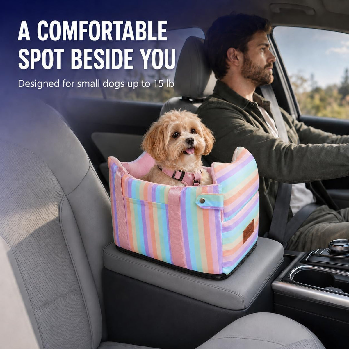 Console Dog Car Seat for Small Dogs to – Essentials for Dogs - Colorful 2 / Small - image 2