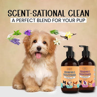 POM Pets 2 Pack 2-in-1 Organic Dog Shampoo & Conditioner – Itchy Skin Relief, Dog Deshedding, Detangles Fur, Cat Shampoo, Paw Cleaner for Dogs, Natural Coat Defense Formula