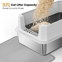 FURTIME Stainless Steel Cat Litter Box - Silver / Large - image 4