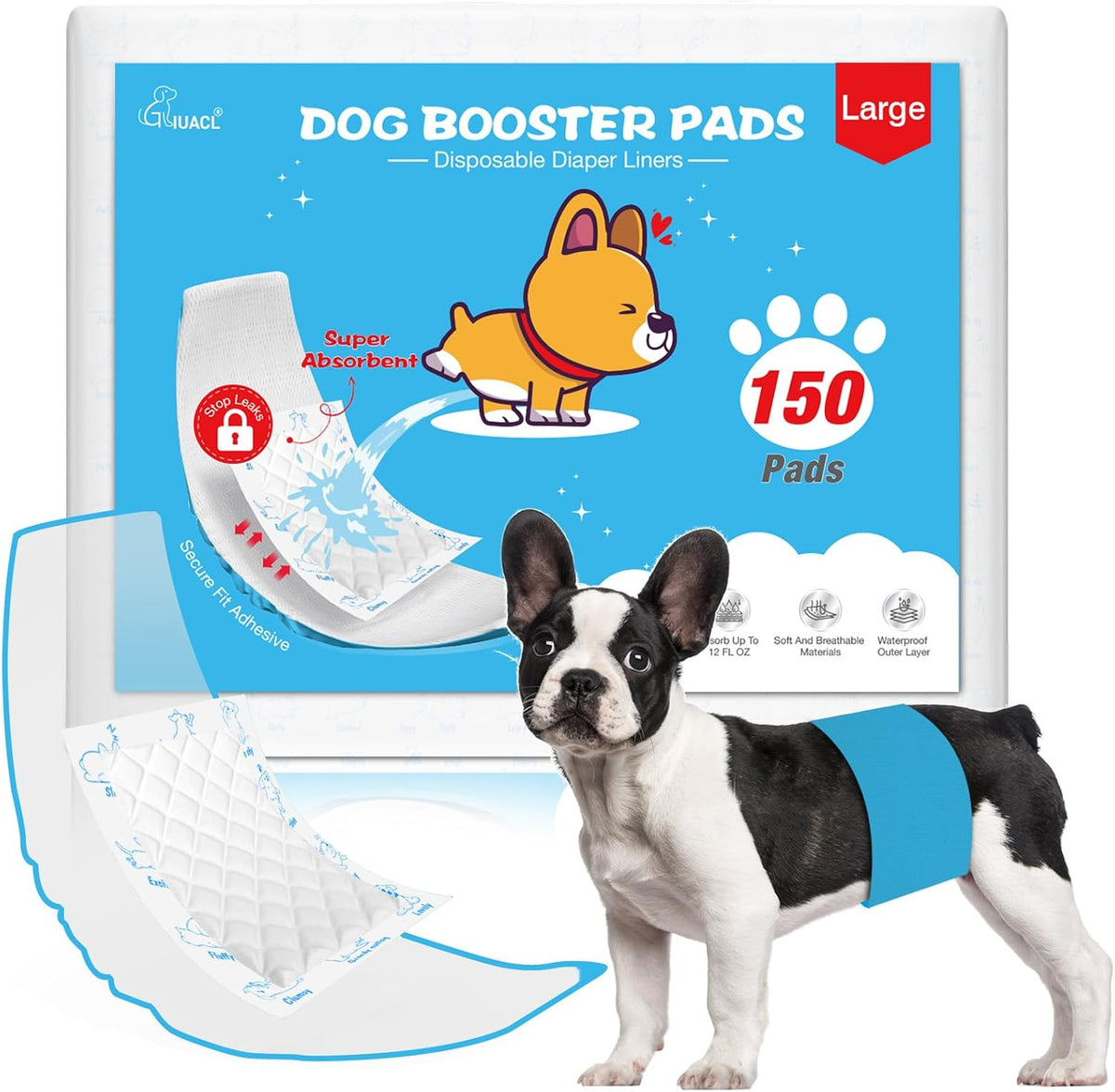 Dog Diaper Liners for Dog Diapers Male and Female 100ct Super - Large (150 Count)