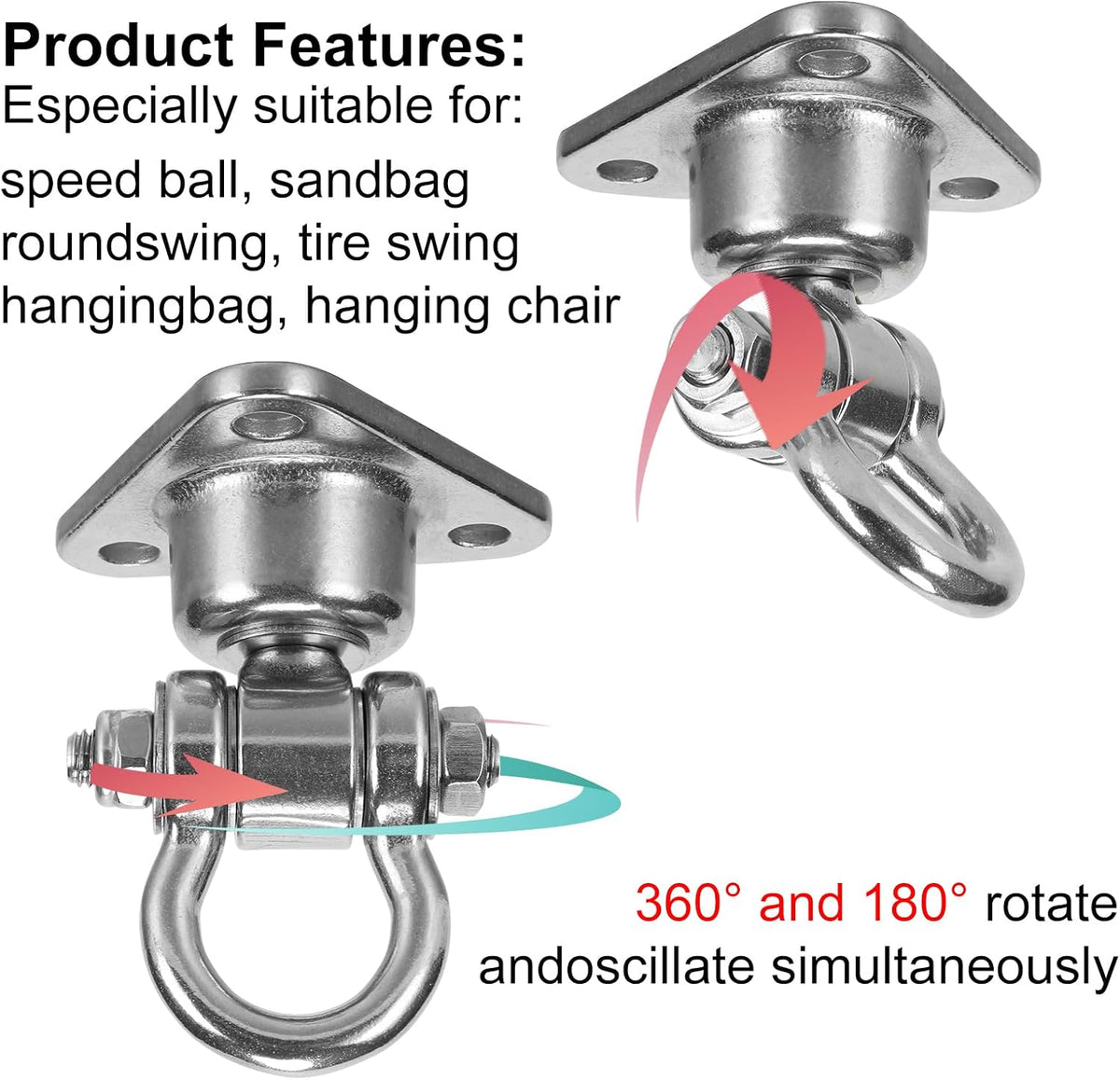 Yyiwhmy stainless steel heavy duty swing hanger with swivel bearing and mounting bolts - view 22