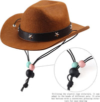 Yewong pet cowboy hat with chin strap and red paisley bandana - view 3