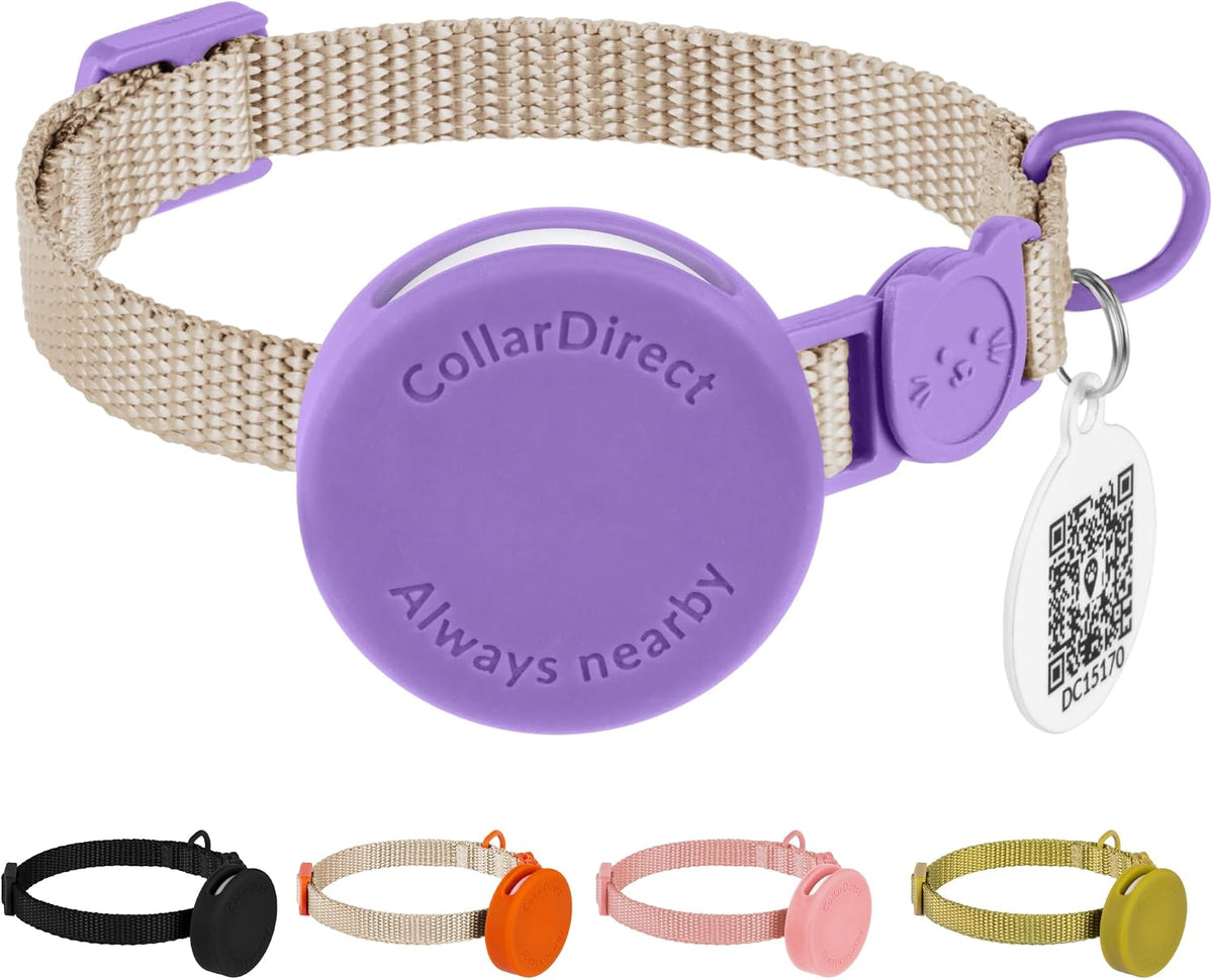 Tribal Aztec Cat Collar 2-Pack, Breakaway with Bell – Essentials for Cats - Violet, AirTag Holder, 6-7"