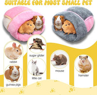 Wenqik 2 Pcs Guinea Pig Bed Cuddle Warm Hideout Small Animal Sack Cozy House Bedding Sleeping Cushion Portable Pet Carrier Cage Nest for Rabbit Hamster Rat (Gray, Pink,Plain)