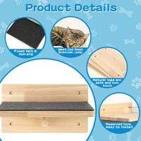 Lenwen 6 Set Cat Wall Shelves, Wood Cat Climbing Step - Classic - image 4