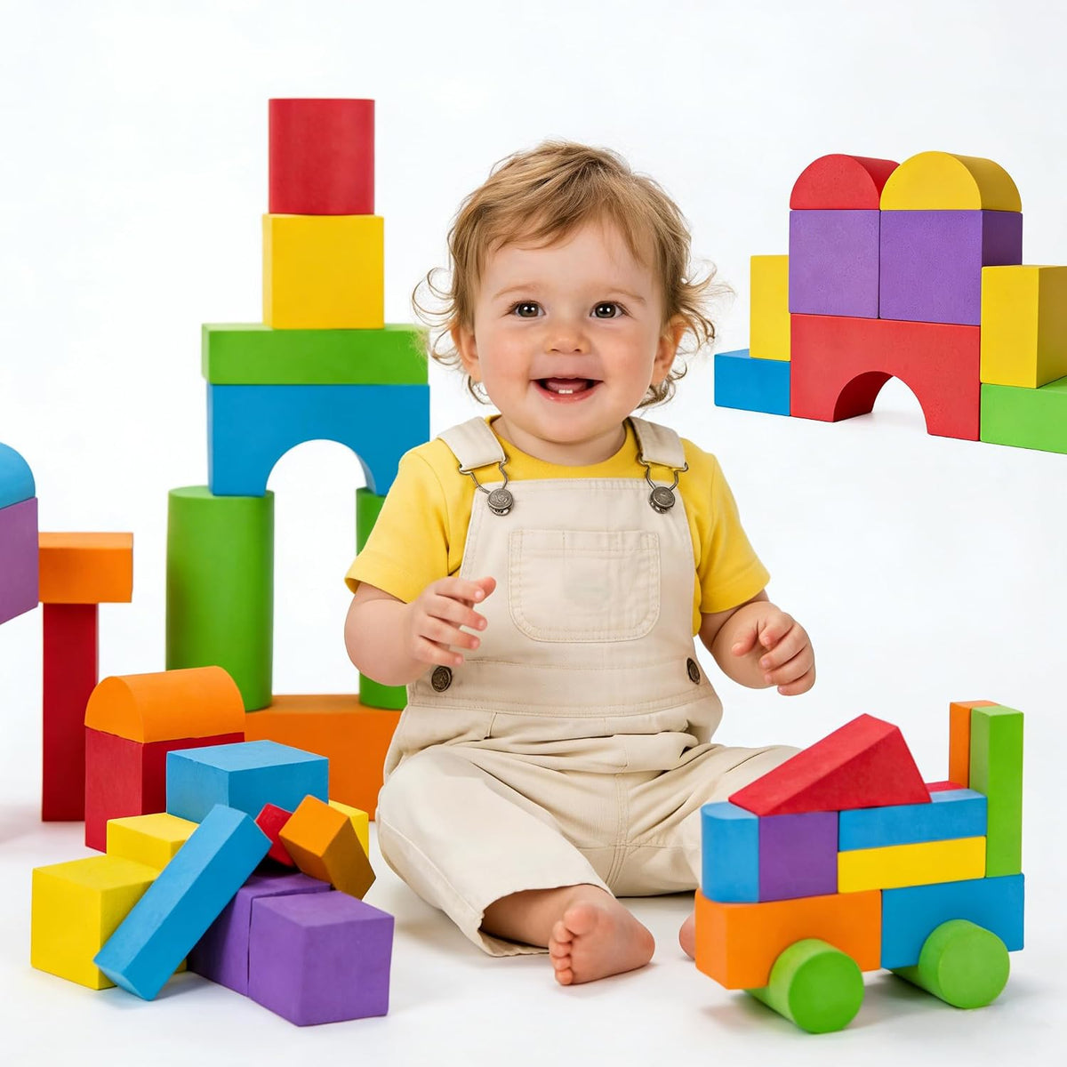 Pairez Toys 36 piece large soft foam stacking blocks for toddlers in six colors - view 2