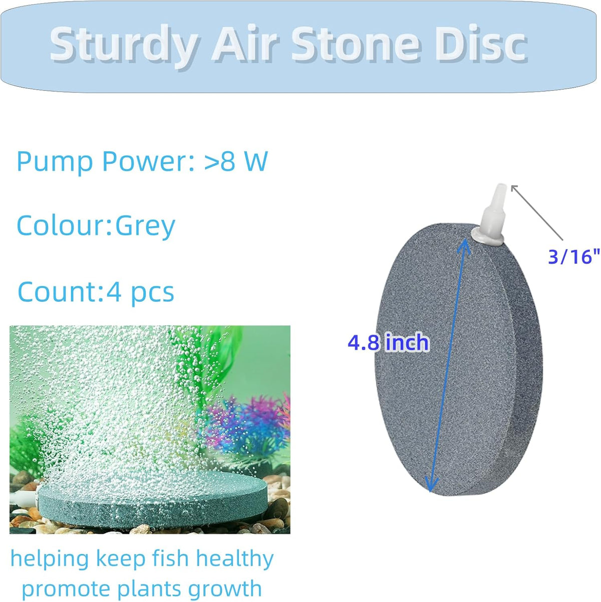 AQUANEAT Air Stone Disc, Aerator Bubble Diffuser - 4.8 inch - image 3