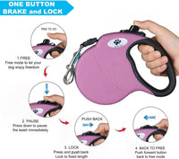16ft Retractable Dog Leash for Large Breed Dogs up to 110 lbs - Medium / Pink - image 3