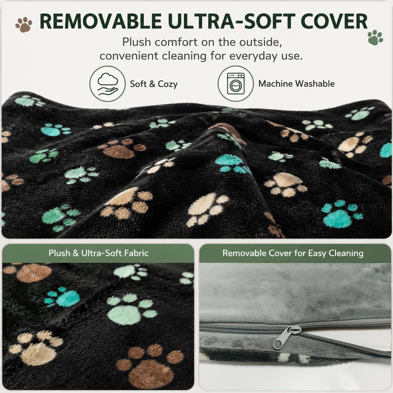 47×30 in Waterproof PVC Large Heating Pad for Dogs，Smart Thermostat Heated Dog House，Reinforced Interface + Wire Rope Whelping Box for Dogs, Plush Fabric Cover-Apricot