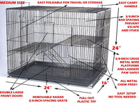 3-Levels Portable Rat Sugar Glider Mouse Small Animal Critter Metal - Black / 3/8-Inch Bar Spacing - image 2