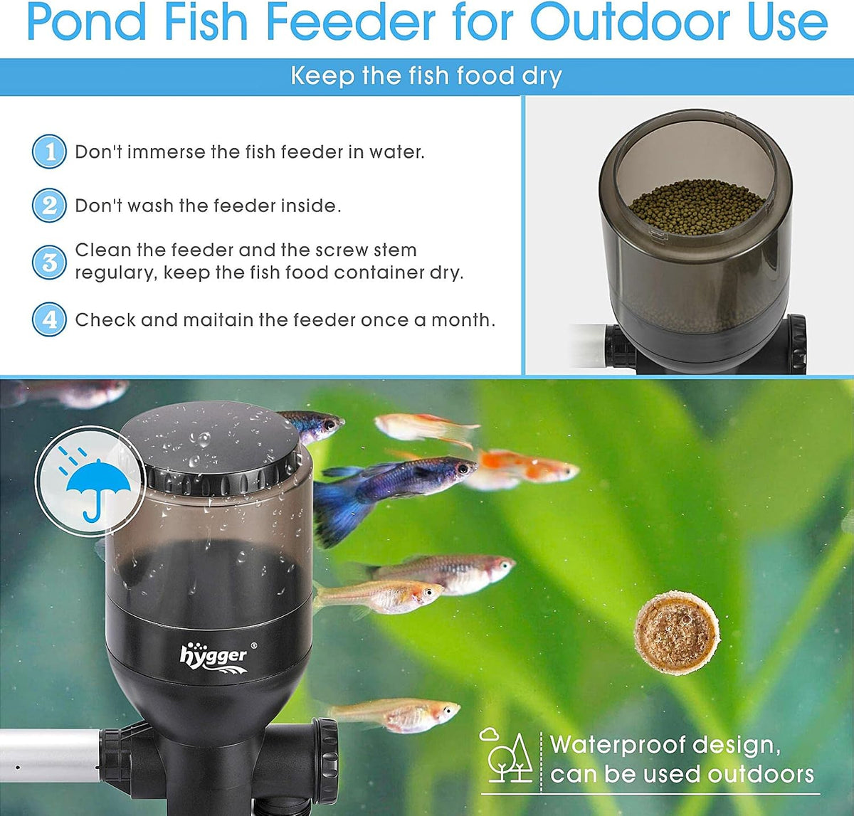 hygger LCD Control Automatic Pond Fish Feeder - image 4