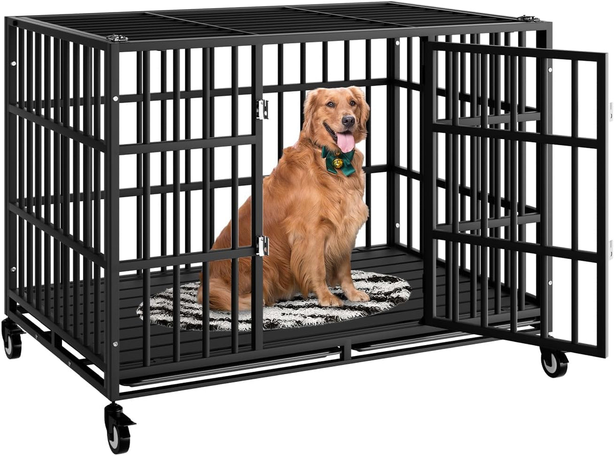 48 Inch Heavy Duty Dog Crate with Wheels - 47.2"L x 30.7"W x 30.8"H
