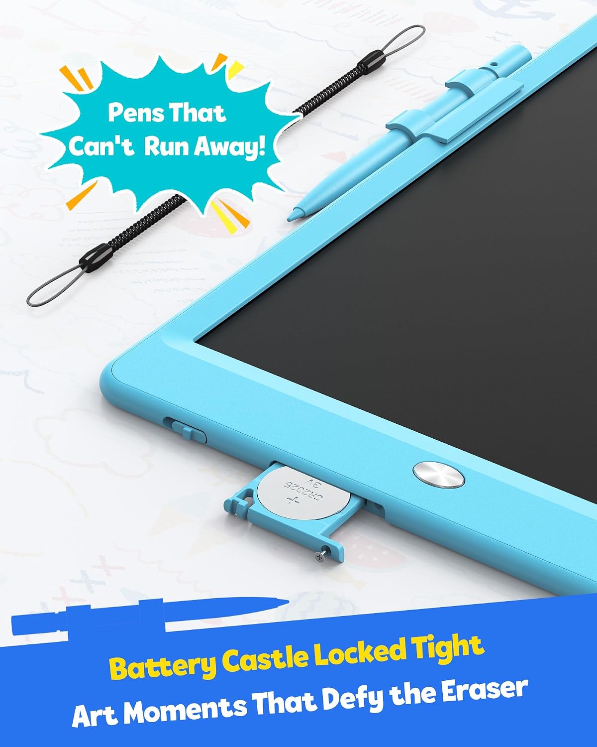 TEKFUN LCD Writing Tablet for Kids, Mess Free Doodle Board - Blue / 8.5 inch - image 2