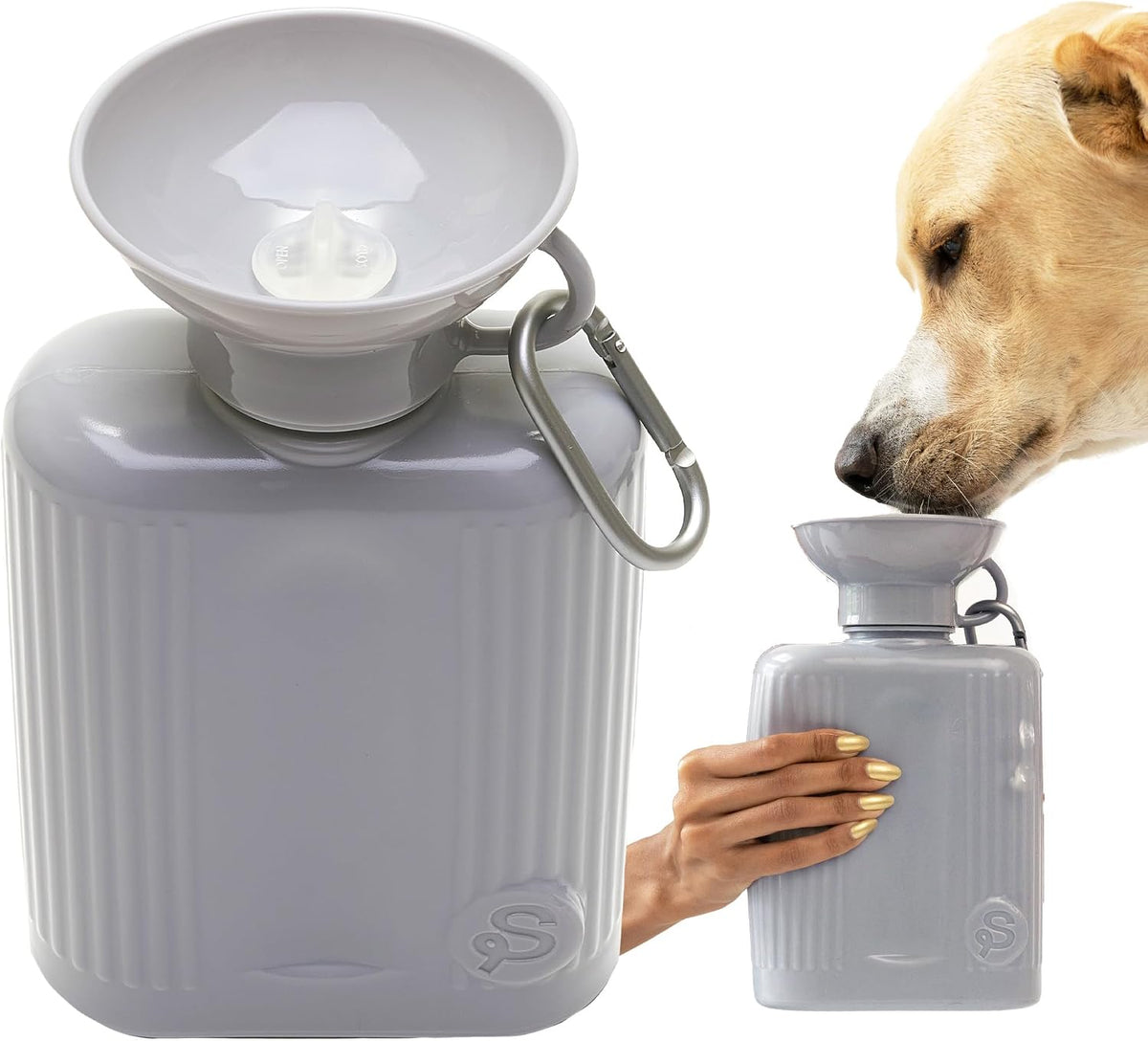 Springland 22oz Classic Portable Dog Water Bottle with Built-in Bowl - Gray / 44oz Growler