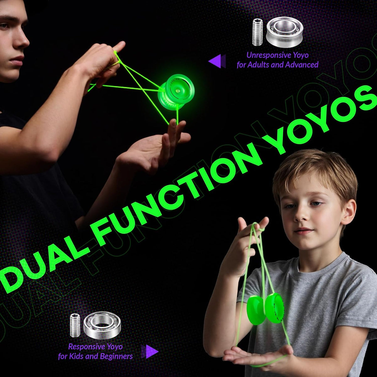 MAGICYOYO K2 Yoyo Professional Glow in The Dark - K2 Glow Green+K3 Glow Green - image 3