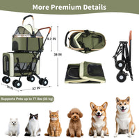 Double Pet Stroller, 4 Lockable Wheels for Small‑Medium Dogs & Cats – Essentials for Dogs - Green - image 3