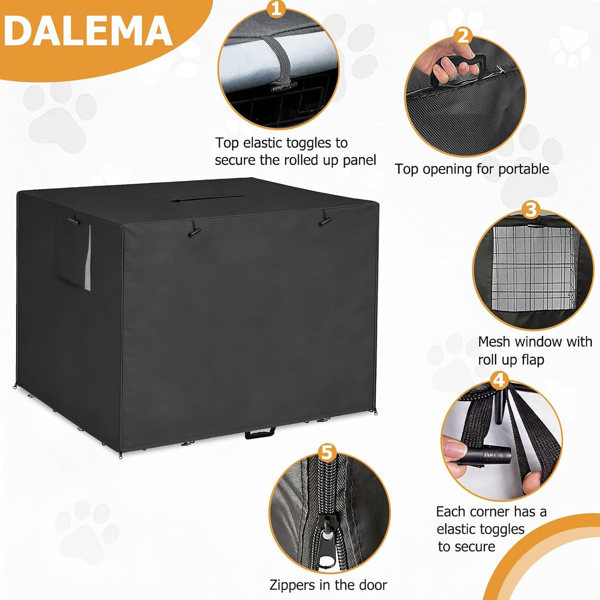 Dog Kennel Cover, Dog Crate Cover 48 Inch for Wire Dog Cages - 42.0"L x 28.0"W x 30.0"H / Black - image 3