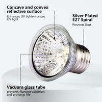 Reptile Heat Lamp, UVA UVB Light for Aquarium Turtle Tank - 4×50w Bulbs - image 3