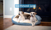Snoozer Luxury Cozy Cave Dog Bed - Indoor Dog Bed with Cover Cave, Covered Calming Burrow for Small & Medium Sized Pets with Blanket Attached, Enclosed, Washable - Large, Palmer Indigo
