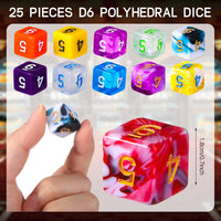 TecUnite 25 Pcs Polyhedral Dice Set, Transparent Mixed Color - Mix Color / 6 Sides - image 3