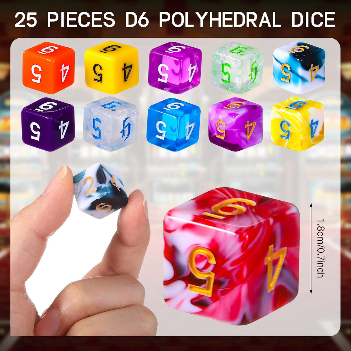 TecUnite 25 Pcs Polyhedral Dice Set, Transparent Mixed Color - Mix Color / 6 Sides - image 3
