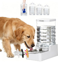 2.4Gallon Dog Water Bowl Dispenser for Dogs:Leak Resistant Waterer – Essentials for Dogs - White with Lid & Filter / 10L