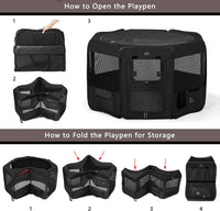Dog Playpen Portable Pet Play Pens for Small Dog/Cat/Rabbit/Chicks - Black / 8 / Medium (36"x36"x20") - image 3