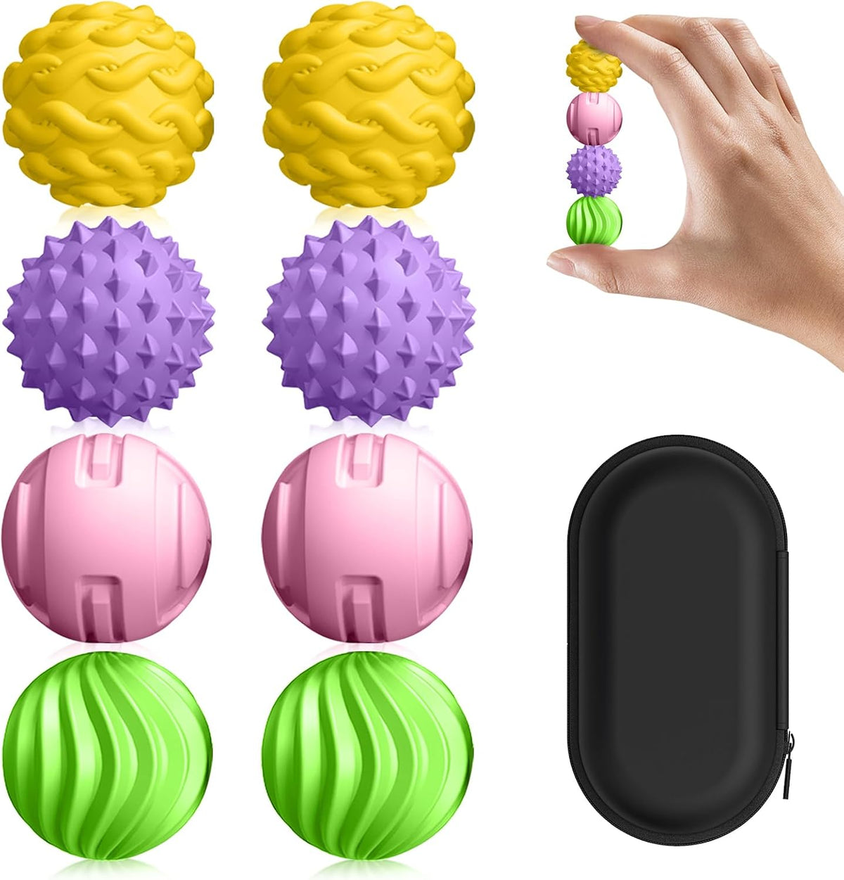 DGMDGS 8 silicone magnetic fidget balls in black and green textures - view 6