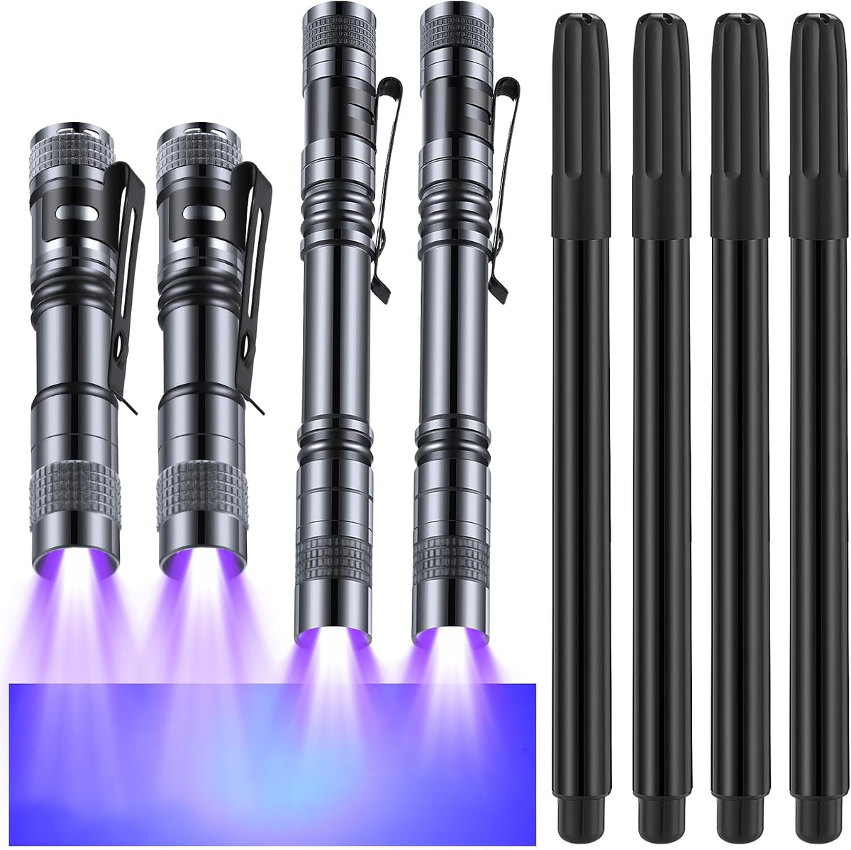 Tegeme 4 invisible ink pens with 4 mini UV marker flashlights in black - view 4