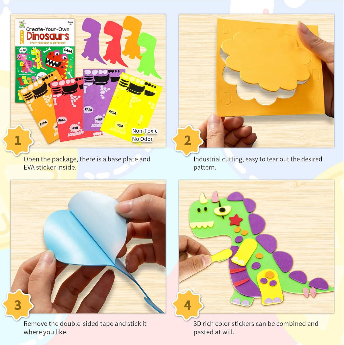 VKPI 4 Butterflies Foam Art Crafts Gift Kit - Dinosaurs - image 2