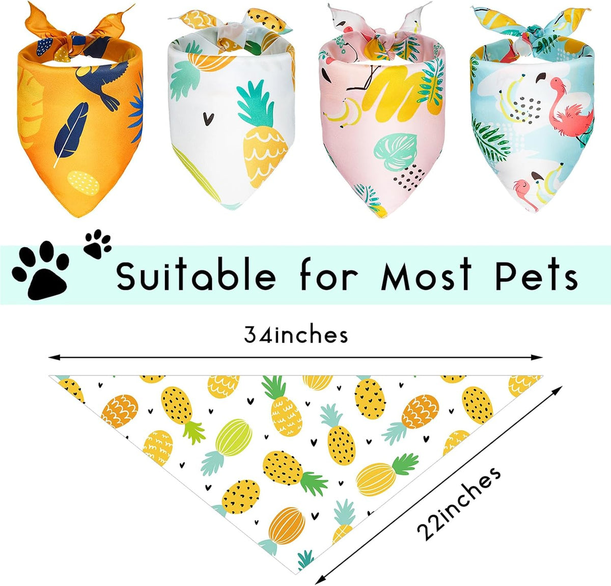 Frienda 8 Pcs Dog Bandanas Bulk Summer Triangle Pet Bandana Hawaiian - image 2