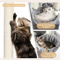 Globlazer 82in Extra Large Cat Tree Tower for Indoor Cats Large Adult - 82inch / Light Grey - image 4