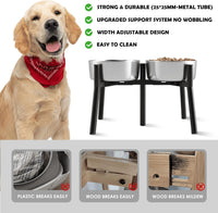Dog Bowl Stand for Medium & Large Dogs, Adjustable Width 7-10.7" - Height: 11", Width: 7-10.6" / 2-in-1 Black - image 3